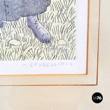 画像をギャラリービューアに読み込む, Engraving print with color of two priests by Gianfilippo Usellini, 1900-1970s