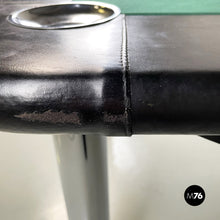 画像をギャラリービューアに読み込む, Game table in green fabric, black leather and chromed steel, 1970s