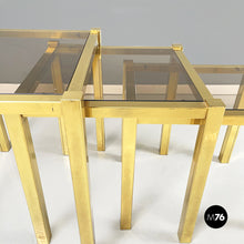 Load image into Gallery viewer, Coffe tables in brass and smoked glass, 1970s