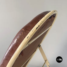 Load image into Gallery viewer, Medical laboratory bed in brown leather and white metal, 1940s