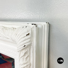 画像をギャラリービューアに読み込む, Large rectangular mirror with white wooden frame, 1990s