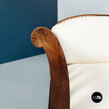 Load image into Gallery viewer, Wooden sofa and armchairs with white fabric, 1940s