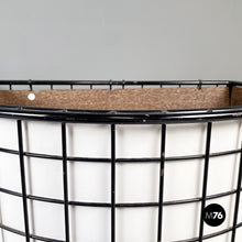 Load image into Gallery viewer, Planters in black metal, white wood and blue plastic, 1980s