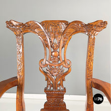 Load image into Gallery viewer, Wooden chairs with red leather, 1900s