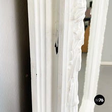 画像をギャラリービューアに読み込む, Large rectangular mirror with white wooden frame, 1990s
