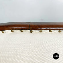 Load image into Gallery viewer, Wooden sofa and armchairs with white fabric, 1940s