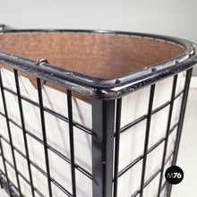 Load image into Gallery viewer, Planters in black metal, white wood and blue plastic, 1980s