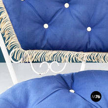 画像をギャラリービューアに読み込む, Garden bench in white wrought iron and fabric, 1960s