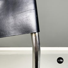 将图片加载到图库查看器,Chairs in black leather and tubular metal, 1980s