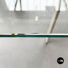 画像をギャラリービューアに読み込む, Square coffee table in glass, iron and marquinia marble, 1980s