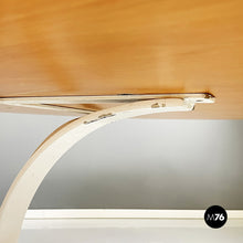 Load image into Gallery viewer, Round dining table in white metal and wood, 1970s