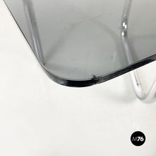 画像をギャラリービューアに読み込む, Coffee table with smoked glass and chromed steel, 1970s