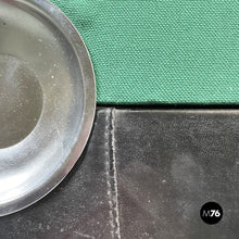 画像をギャラリービューアに読み込む, Game table in green fabric, black leather and chromed steel, 1970s