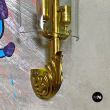 Load image into Gallery viewer, Brass and crystal big wall lamps, 1960s