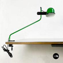 画像をギャラリービューアに読み込む, Green metal clamp table lamp, 1980s