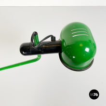 画像をギャラリービューアに読み込む, Green metal clamp table lamp, 1980s