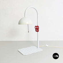 Load image into Gallery viewer, White metal table lamp by L'isola che non c'è, 1980s