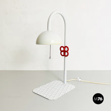 Load image into Gallery viewer, White metal table lamp by L'isola che non c'è, 1980s