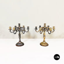 Load image into Gallery viewer, Seven-flame silver candelabras, 1880s