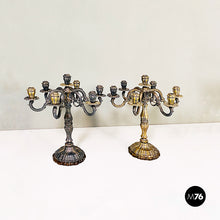 Load image into Gallery viewer, Seven-flame silver candelabras, 1880s