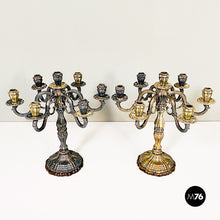 Load image into Gallery viewer, Seven-flame silver candelabras, 1880s