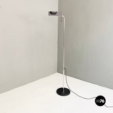 将图片加载到图库查看器,Black metal and chromed steel floor lamp, 1980s