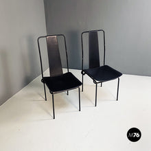 将图片加载到图库查看器,Black chairs by Adalberto del Lago for Misura Emme, 1980s