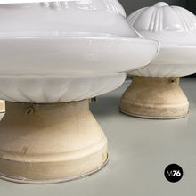 Load image into Gallery viewer, White glass and grey metal Liberty wall lamps, 1920s