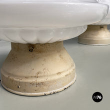 Load image into Gallery viewer, White glass and grey metal Liberty wall lamps, 1920s