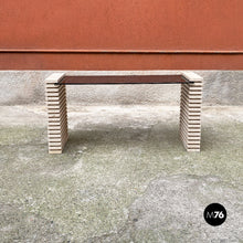 Load image into Gallery viewer, Travertine and smoked glass consolle, 1970s.