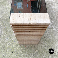 Load image into Gallery viewer, Travertine and smoked glass consolle, 1970s.