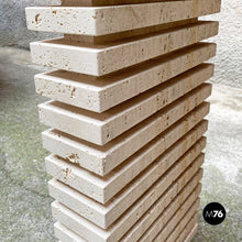 Load image into Gallery viewer, Travertine and smoked glass consolle, 1970s.