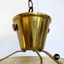 Load image into Gallery viewer, Brass and perforated metal pair of chandeliers by Arredoluce, 1950s
