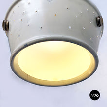 Load image into Gallery viewer, Brass and perforated metal pair of chandeliers by Arredoluce, 1950s