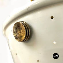 Load image into Gallery viewer, Brass and perforated metal pair of chandeliers by Arredoluce, 1950s