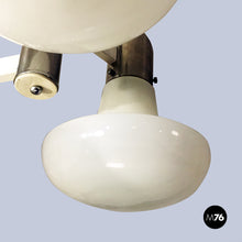 Charger l'image dans la galerie, Chromed and opal glass three-light chandelier, 1970s