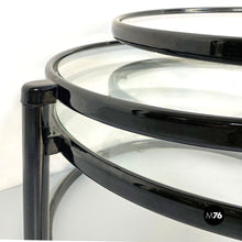 将图片加载到图库查看器,Black metal and glass three floors coffee table, 1970s