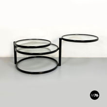 将图片加载到图库查看器,Black metal and glass three floors coffee table, 1970s