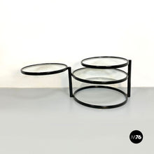 将图片加载到图库查看器,Black metal and glass three floors coffee table, 1970s
