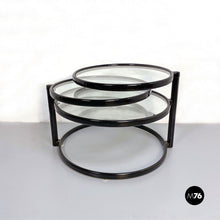将图片加载到图库查看器,Black metal and glass three floors coffee table, 1970s