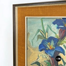 画像をギャラリービューアに読み込む, Floral painting with frame and passepartout by Cimbali, 1972
