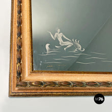 Load image into Gallery viewer, Rectangular mirror with lines drawn on the glass, 1940s