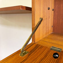 Load image into Gallery viewer, Teak and brass modular wall bookcase with cabinets, 1960s