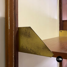 Load image into Gallery viewer, Teak and brass modular wall bookcase with cabinets, 1960s
