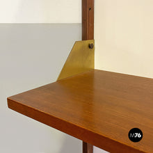 Load image into Gallery viewer, Teak and brass modular wall bookcase with cabinets, 1960s