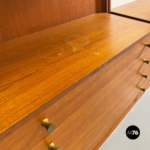 Load image into Gallery viewer, Teak and brass modular wall bookcase with cabinets, 1960s