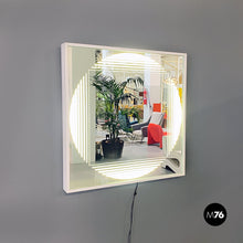 Load image into Gallery viewer, Neon backlit square mirror by Gianni Celada for Fontana Arte, 1970s