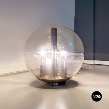 Load image into Gallery viewer, Aluminium and trasparent plastic sphere table or floor lamp, 1970s