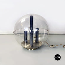 Load image into Gallery viewer, Aluminium and trasparent plastic sphere table or floor lamp, 1970s