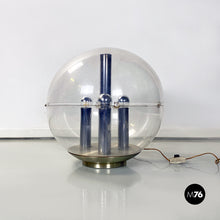Load image into Gallery viewer, Aluminium and trasparent plastic sphere table or floor lamp, 1970s